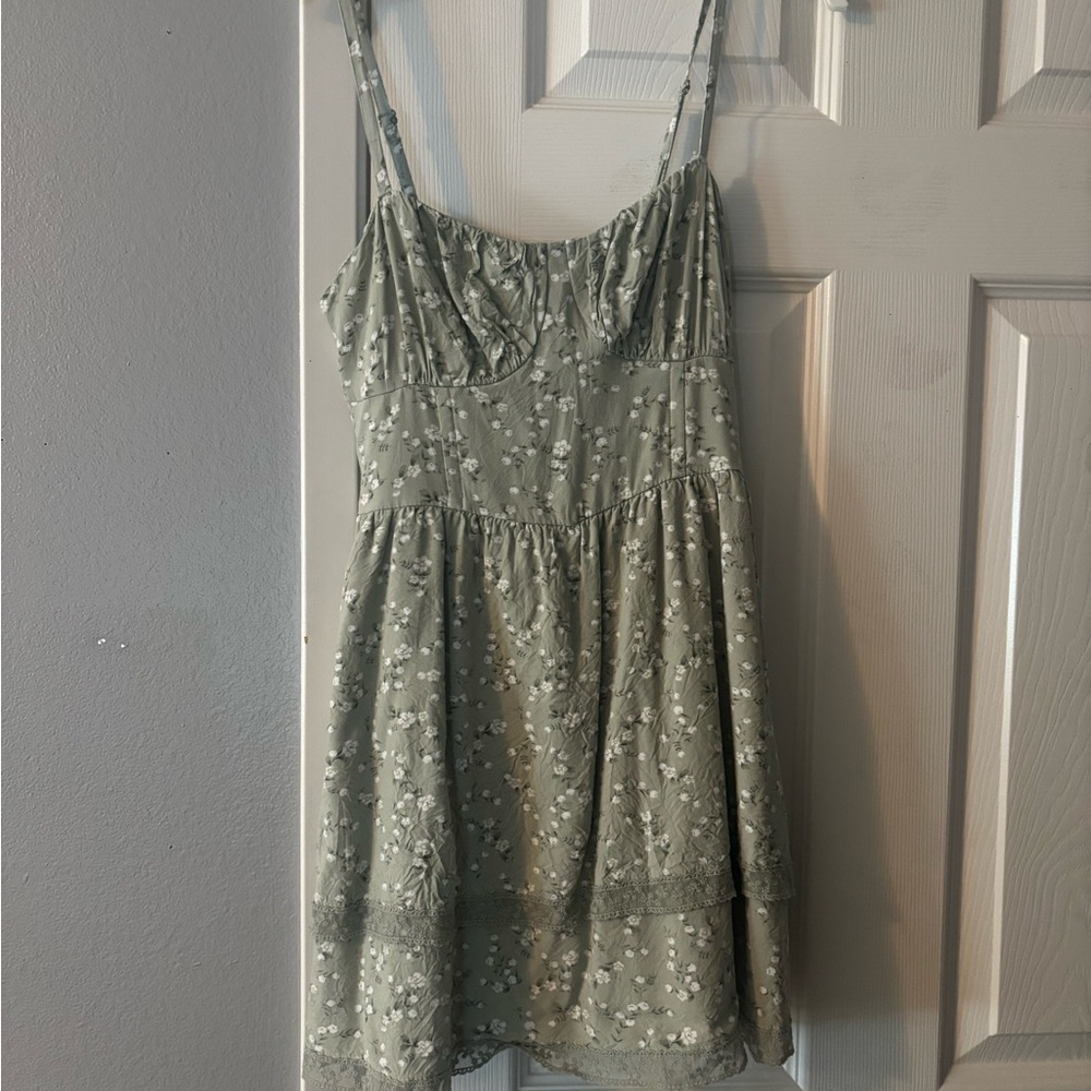 Hollister Olive Green Smocked Dress